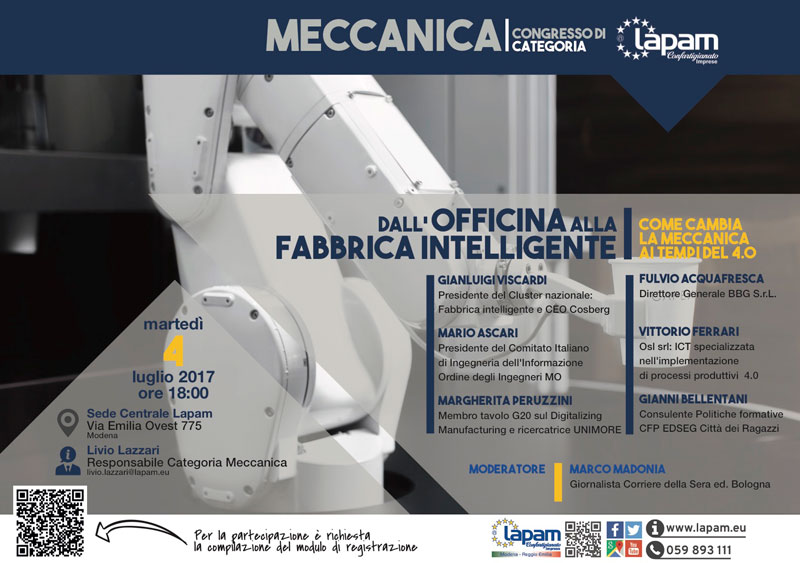 Locandina "Dall'officina alla Fabbrica Digitale" organizzato da LAPAM software gestione produzione